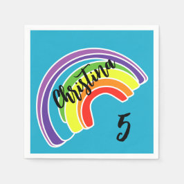 Servilleta De Papel Fiesta de cumpleaños Rainbow de cinco años