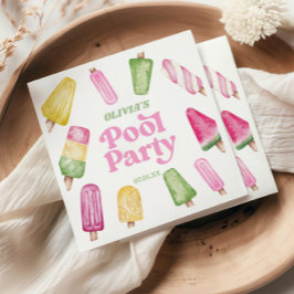Servilleta De Papel Fiesta de cumpleaños retro con paletas en la pisci