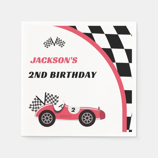 Servilleta De Papel Fiesta de cumpleaños rojo Race Car (Anverso)