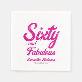 Servilleta De Papel Fiesta de cumpleaños rosa moderna y fabulosa de 60