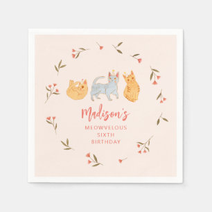 Servilleta De Papel Fiesta de cumpleaños rosado del tema del gato