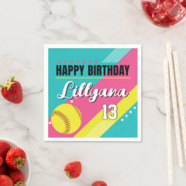 Servilleta De Papel Fiesta de cumpleaños rosado Verde azulado amarillo