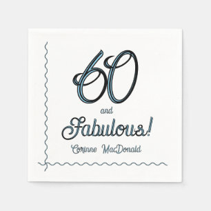 Servilleta De Papel Fiesta de cumpleaños sesenta y fabuloso azul ártic
