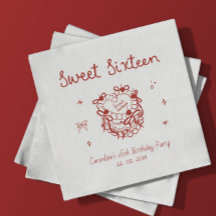 Fiesta de cumpleaños Sweet Sixteen dibujada a mano