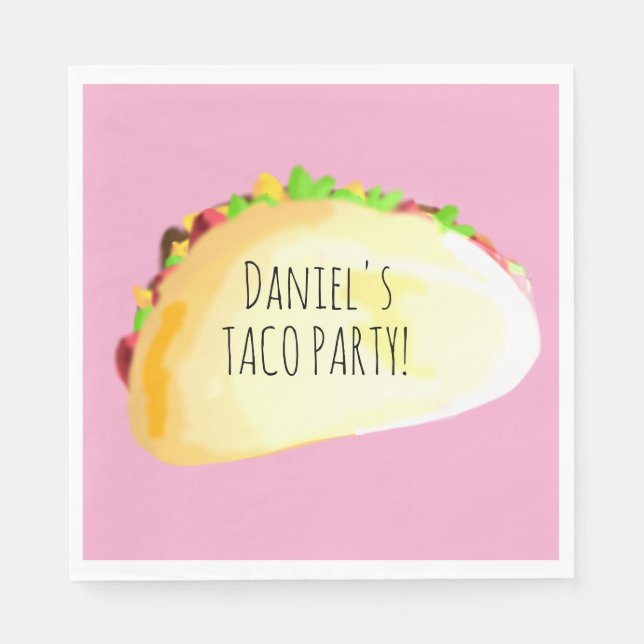Servilleta De Papel Fiesta de Cumpleaños Taco Acuarela (Anverso)