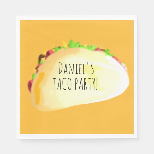 Servilleta De Papel Fiesta de Cumpleaños Taco Acuarela (Anverso)