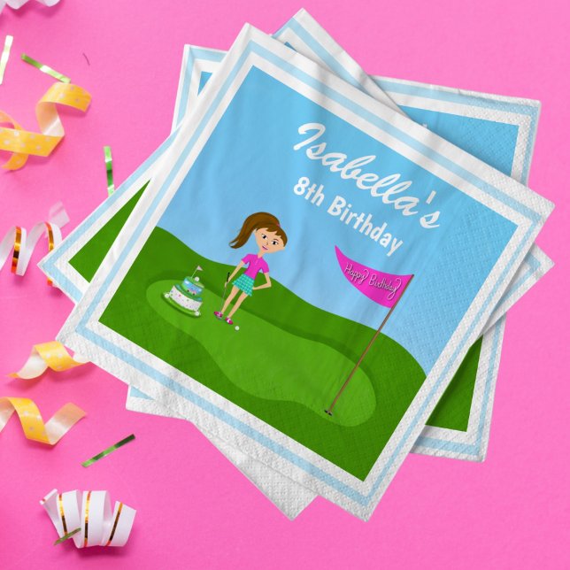 Servilleta De Papel Fiesta de cumpleaños temática de golf para chicas  (Enjoy your golf themed girls birthday party with these cute napkins.)