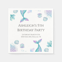 Servilleta De Papel Fiesta de cumpleaños temática de sirena turquesa