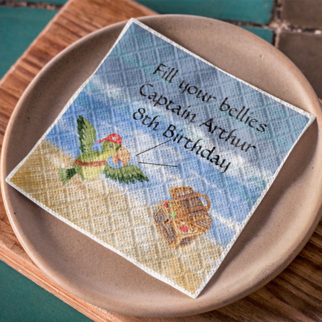 Servilleta De Papel Fiesta de cumpleaños temática pirata loro del teso (Pirate Serviette)