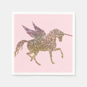 Servilleta De Papel Fiesta de Cumpleaños Unicornio Brillante con Purpu