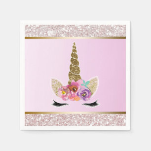 Servilleta De Papel Fiesta de Cumpleaños Unicornio Glam Brillante Blan