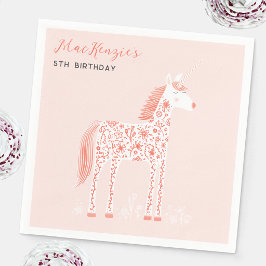 Servilleta De Papel Fiesta de Cumpleaños Unicornio Mágico Rosa Rubor