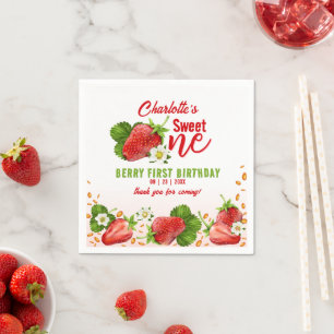 Servilleta De Papel Fiesta de cumpleaños uno dulce de fresa