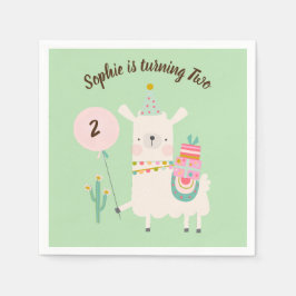 Servilleta De Papel Fiesta de cumpleaños verde de Llama entera