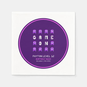 Servilleta De Papel Fiesta de cumpleaños video púrpura del juego de