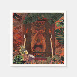 Servilleta De Papel Fiesta de Cumpleaños Vintage Tiki Aloha Luau Hawai