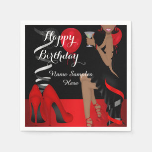 Servilleta De Papel Fiesta de Cumpleaños Zapatos Rojos Negros Tacones 