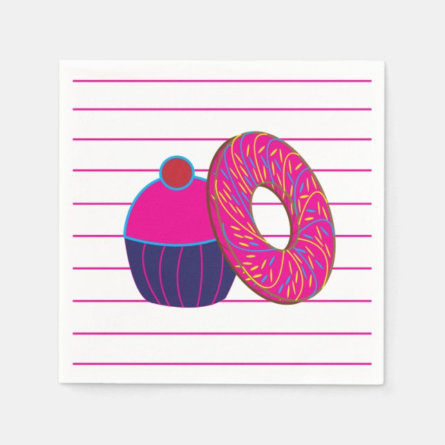Servilleta De Papel Fiesta de Cupcake Donut (Anverso)