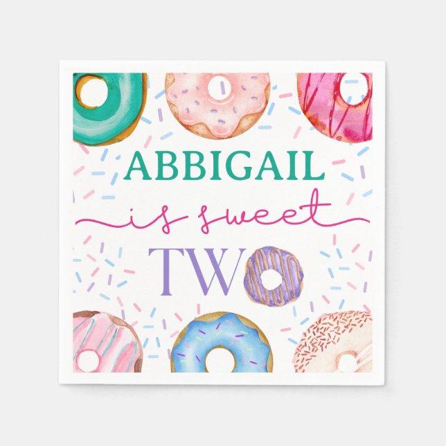 Servilleta De Papel Fiesta de Cute Donut Dulce dos cumpleaños (Anverso)