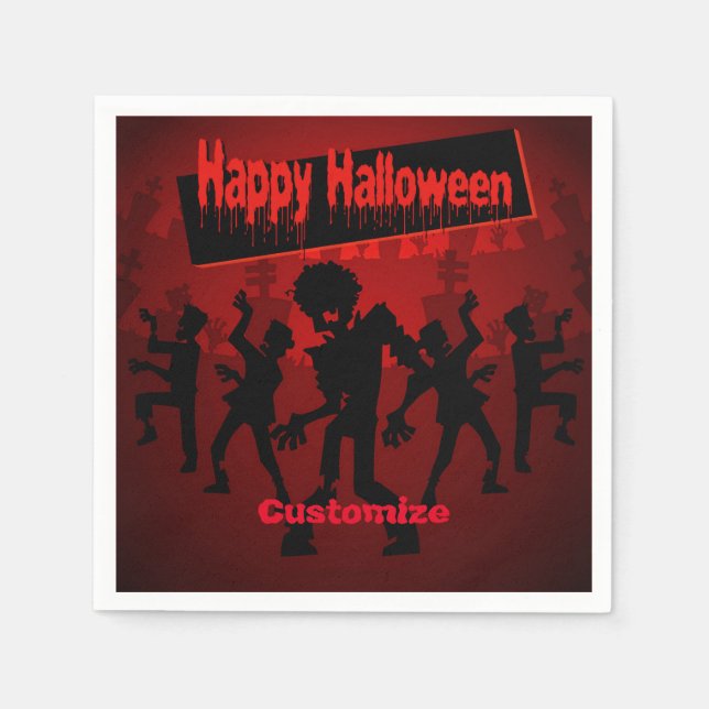 Servilleta De Papel Fiesta de danza zombie Feliz Halloween (Anverso)