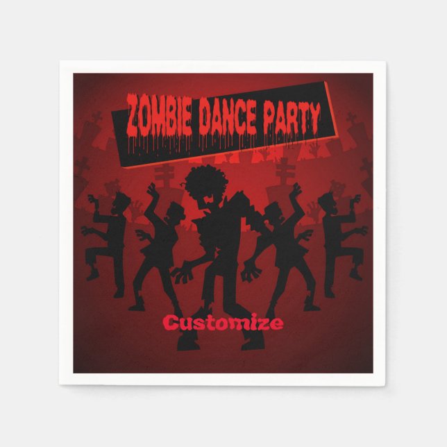 Servilleta De Papel Fiesta de danza zombie negro y Naranja (Anverso)