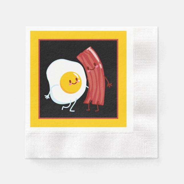 Servilleta De Papel Fiesta de desayuno con tocino y huevos (Anverso)