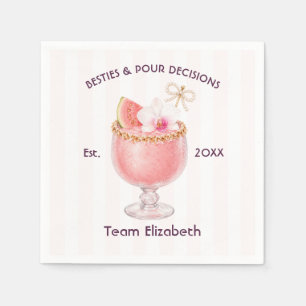 Servilleta De Papel Fiesta de Despedida de Soltera Cóctel Rosa Pour De