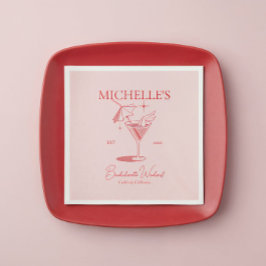 Servilleta De Papel Fiesta de Despedida de Soltera con Cócteles Retro