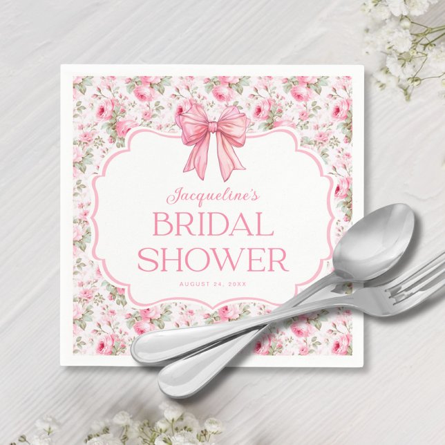 Servilleta De Papel Fiesta de Despedida de Soltera con Lazo Rosa Chic  (Subido por el creador)