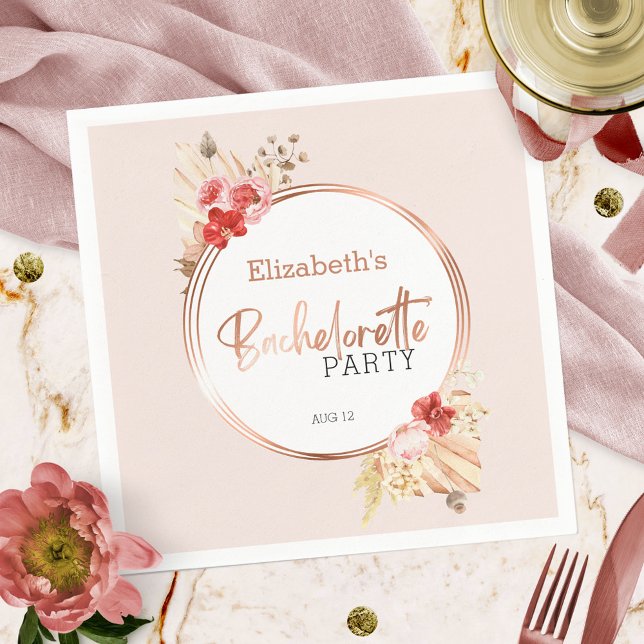 Servilleta De Papel Fiesta de Despedida de Soltera con Rosa Floral Acu (Subido por el creador)