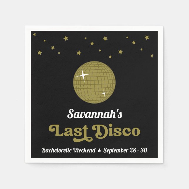 Servilleta De Papel Fiesta de Despedida de Soltera Retro Groovy Última (Anverso)