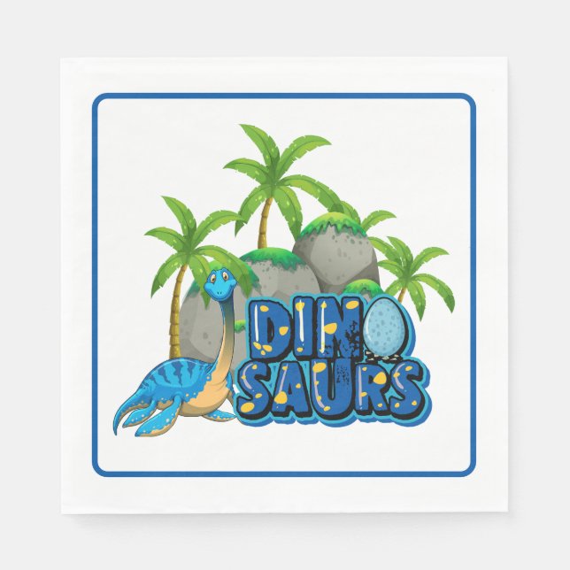 Servilleta De Papel Fiesta de dinosaurios  (Anverso)