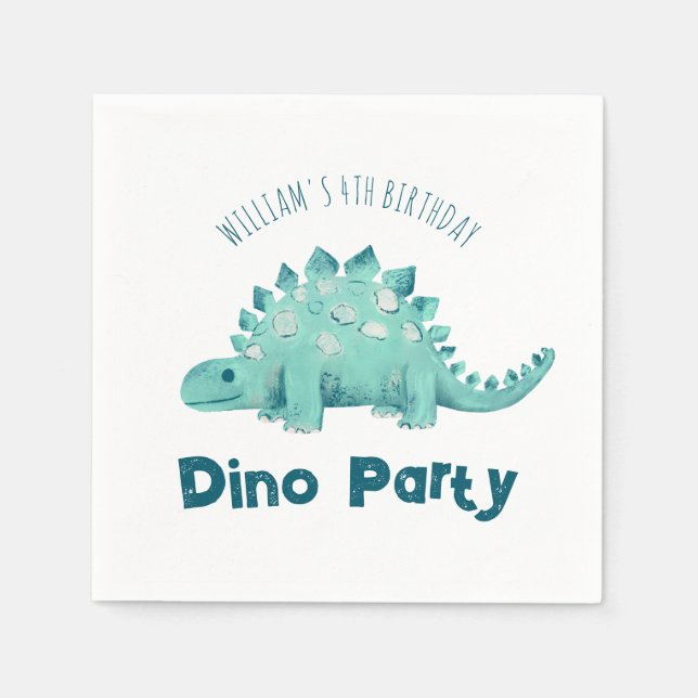 Servilleta De Papel Fiesta de dinosaurios Stegosaurus cumpleaños de ni (Anverso)