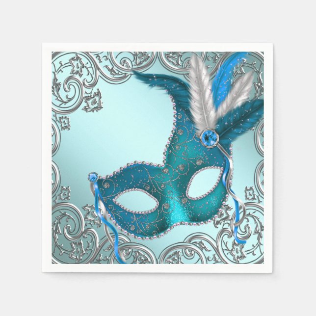 Servilleta De Papel Fiesta de disfraz de azul turquesa (Anverso)