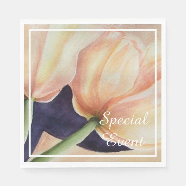 Servilleta De Papel Fiesta de Dos Tulipanes Hermosos (Anverso)