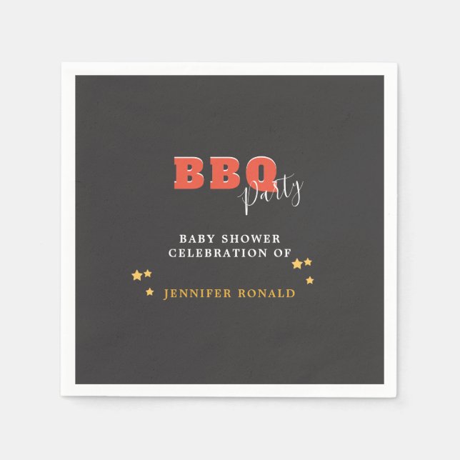 Servilleta De Papel Fiesta de ducha BBQ Black and Red Baby (Anverso)