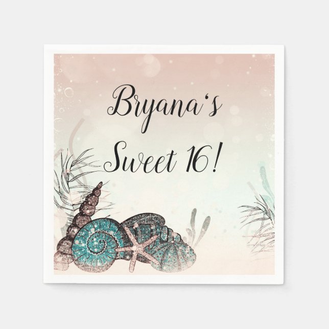 Servilleta De Papel Fiesta de Dulces 16 Cumpleaños Rosado Debajo de la (Anverso)