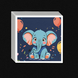 Servilleta De Papel Fiesta de Elefante Bebé Azul Baby Shower
