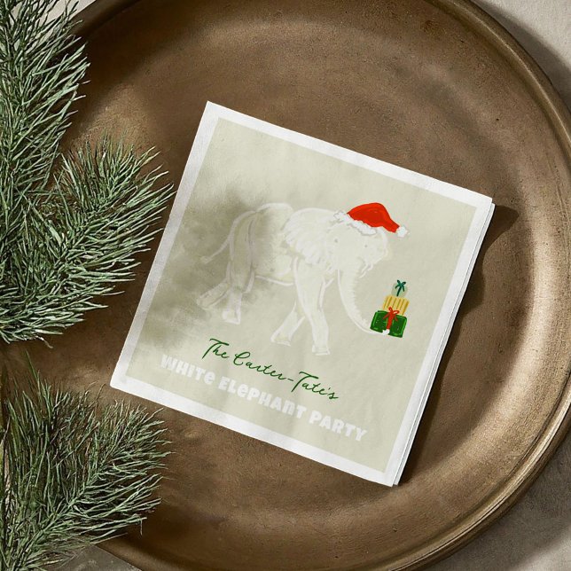 Servilleta De Papel Fiesta de elefante blanco festivo ilustrado (Festive White Elephant Party Illustrated Napkins)