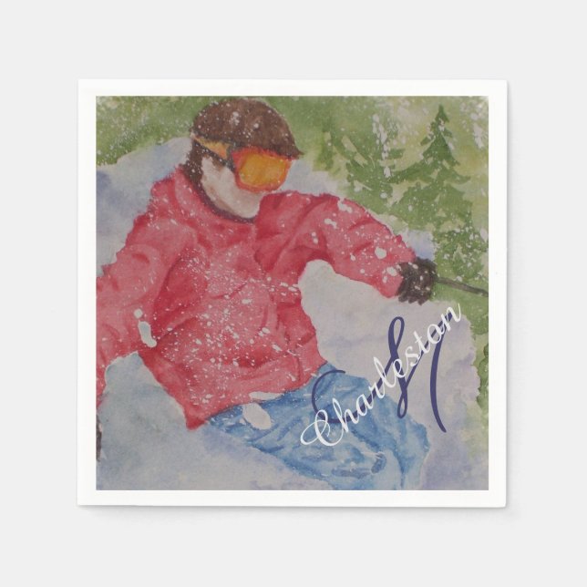 Servilleta De Papel Fiesta de esquí Chalet (Anverso)