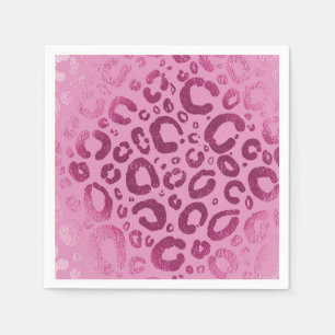 Servilleta De Papel Fiesta de estampado de leopardo rosa oscuro y clar