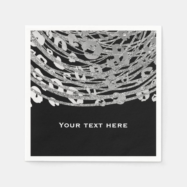 Servilleta De Papel Fiesta de Estampado Exótico de Glamour Plateado de (Anverso)