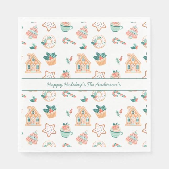 Servilleta De Papel Fiesta de feriado de Navidades caprichosos (Anverso)