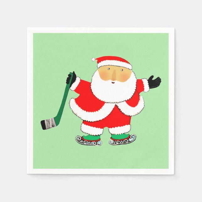 Servilleta De Papel Fiesta de feriado de Navidades de hockey (Anverso)