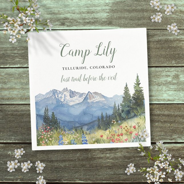 Servilleta De Papel Fiesta de fin de semana de camping de montaña para (Camp Bachelorette Mountain Hiking Weekend Party Napkins)