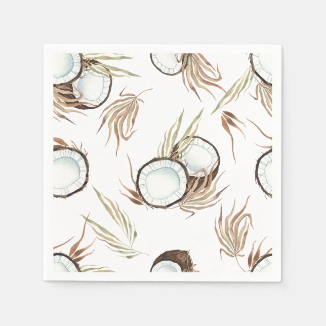 Servilleta De Papel Fiesta de Floral y Coco Tropical Hawaiano (Anverso)