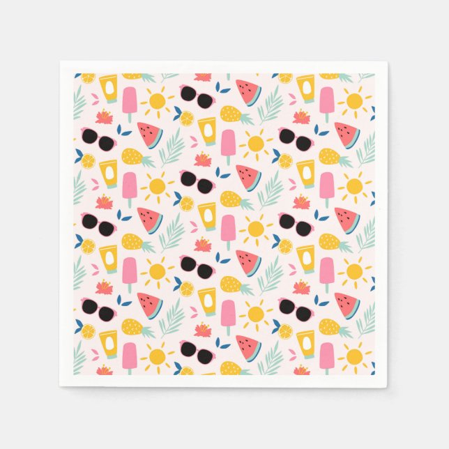 Servilleta De Papel Fiesta de fondo de diversión de verano (Anverso)
