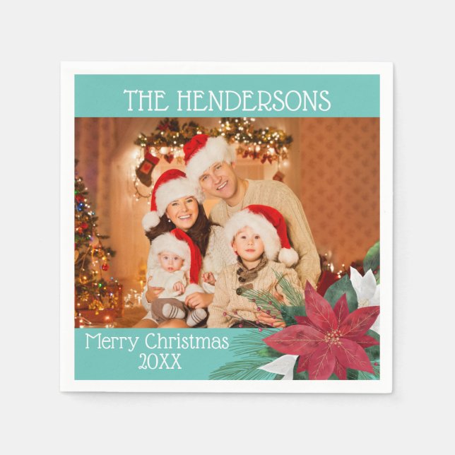 Servilleta De Papel Fiesta de fotografía Poinsettia Napkins (Anverso)