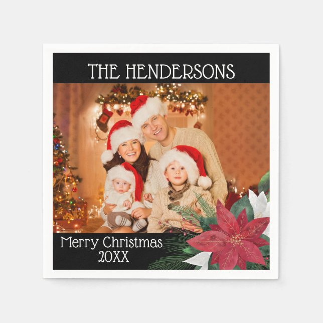 Servilleta De Papel Fiesta de fotografía Poinsettia Napkins (Anverso)