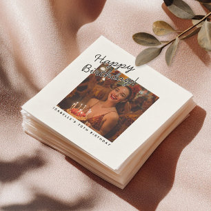Servilleta De Papel Fiesta de Fotos Personalizadas con “Feliz Cumpleañ